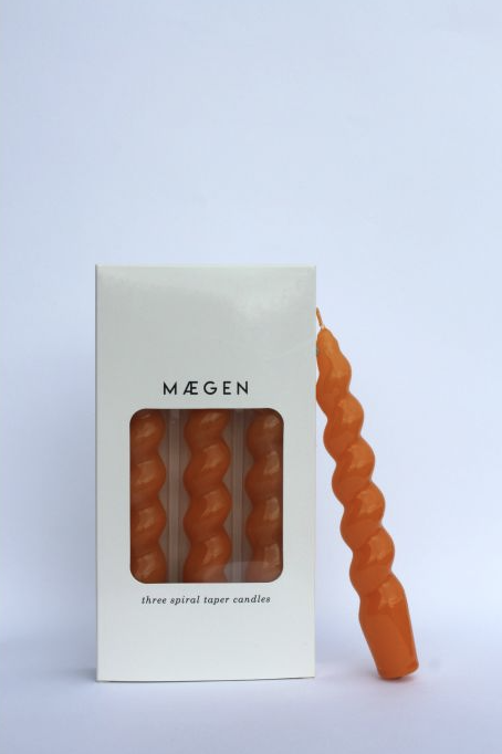 Set of 3 Glossy Spiral Taper Candles